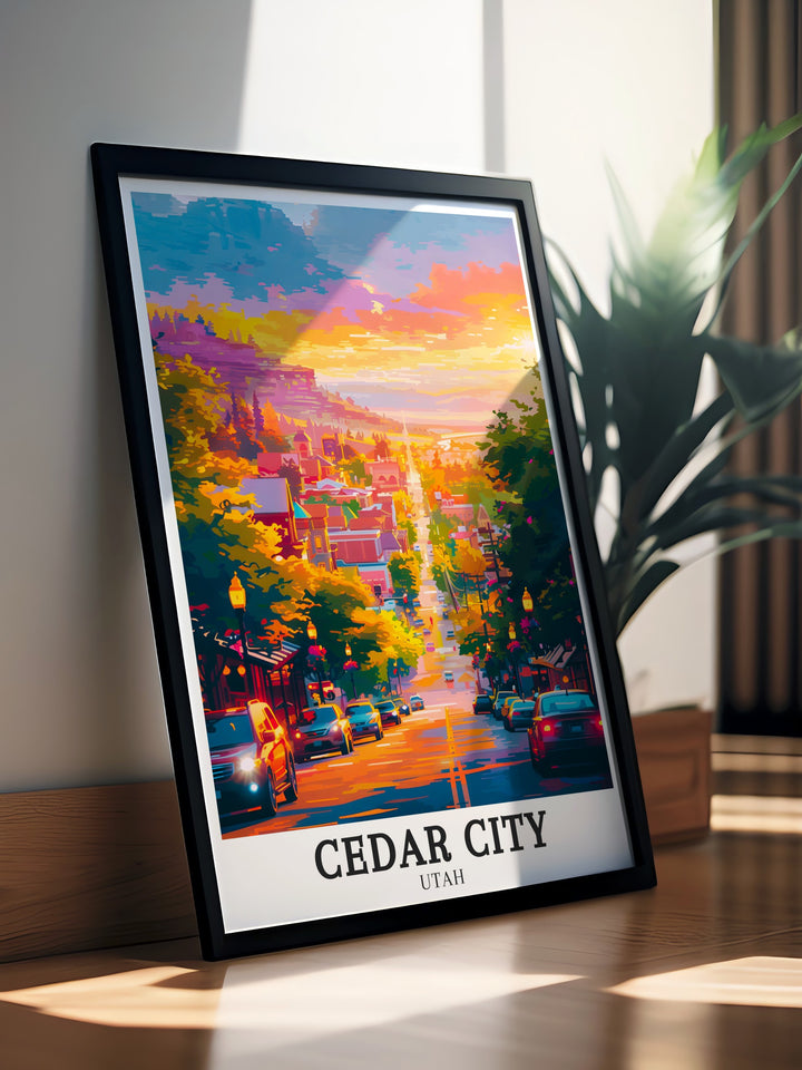 Cedar City artwork featuring Center Street in the Historic District a thoughtful Utah gift that resonates with the spirit of the American Southwest perfect for adding a unique touch to your home or giving as a special present