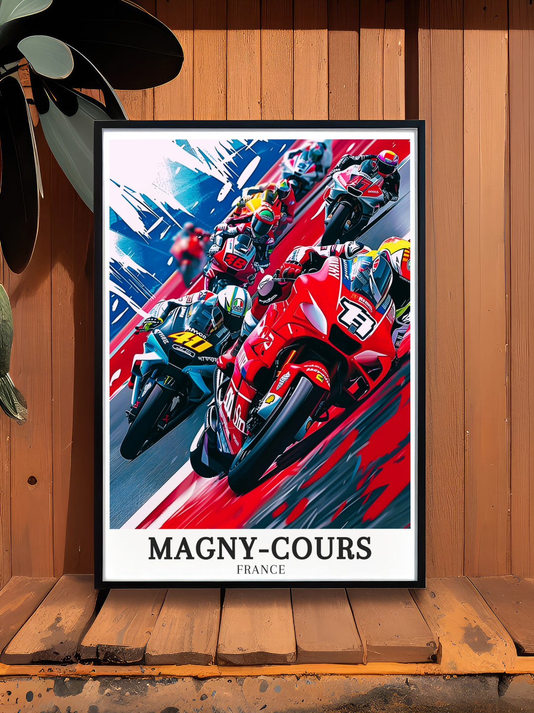 This Magny Cours art print offers a detailed depiction of the GP De France and the renowned Circuit de Nevers Magny Cours. Ideal for motorsport lovers, this print brings the excitement of French racing into your home or office.