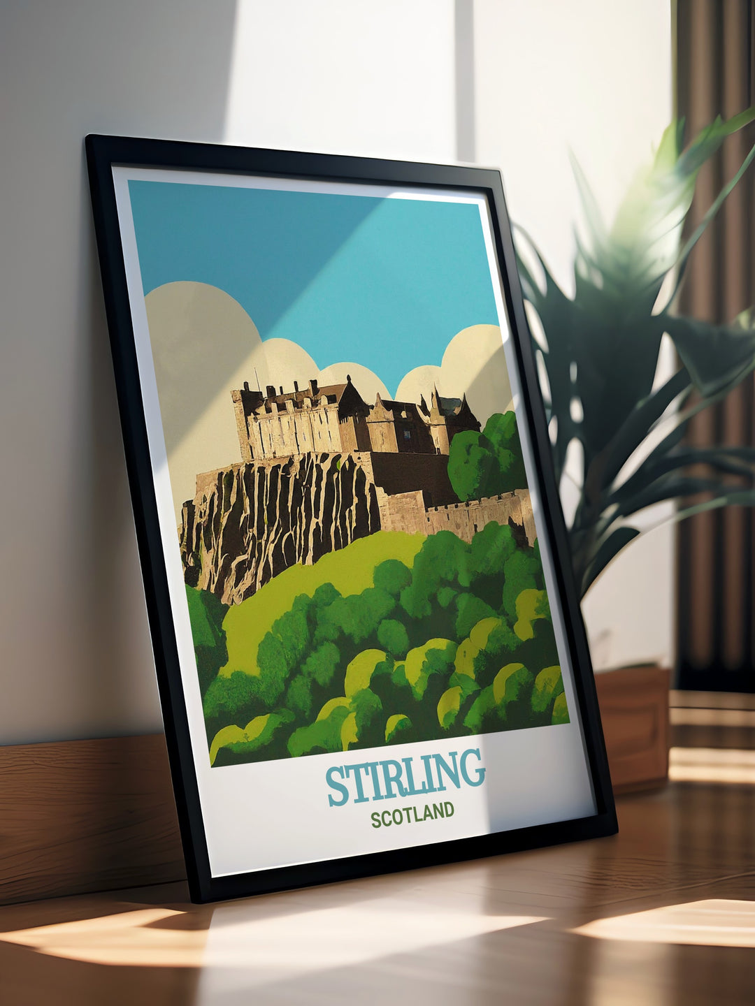 Stirling Castle is brought to life in this stunning travel poster, capturing its importance in Scottish history. Perfect as a Scotland travel gift or wall art, this print adds a touch of Scottish heritage to any room.