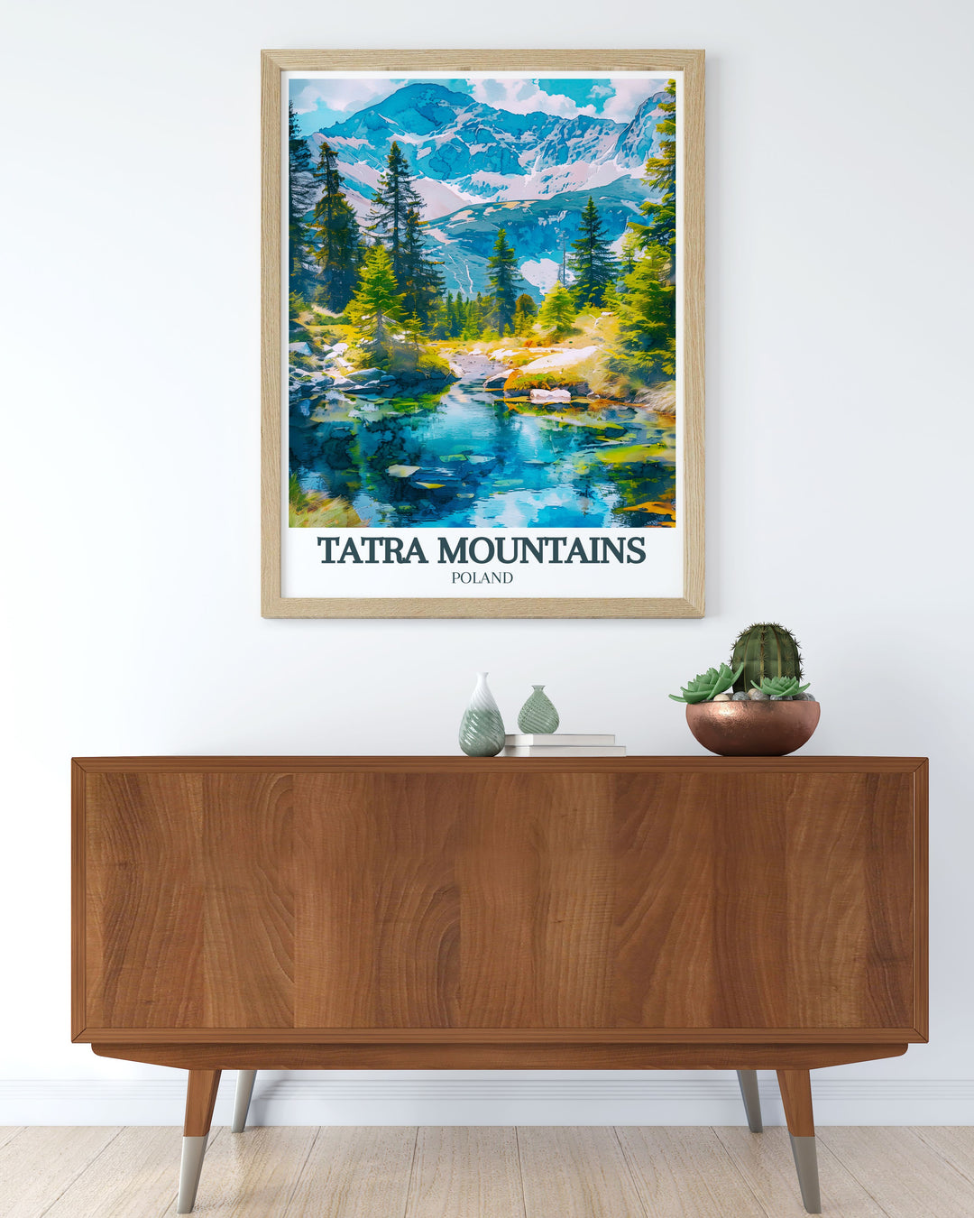 Elegant Tatra Wall Decor with Morskie Oko and Rysy Peak highlighting stunning visuals of the Tatra Mountains designed to transform your living space into a highland retreat with natural charm