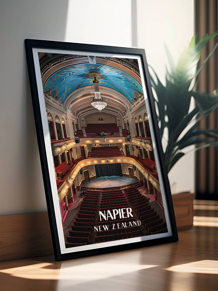 Elegant Hawkes Bay Opera House Framed Print reflecting New Zealands rich architectural history ideal for classy and contemporary home interiors