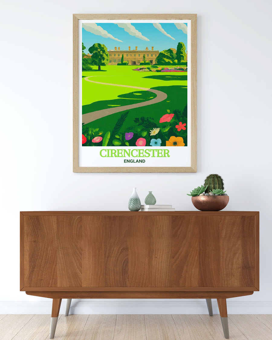 This canvas art brings to life the timeless beauty of Cirencester Park, with vibrant greens and intricate details, making it a standout piece in any collection of UK wall art.