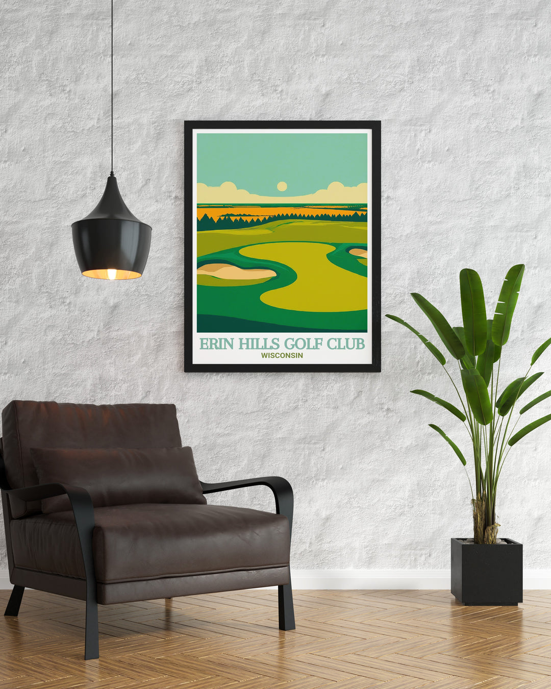 Experience the tranquility and challenge of Erin Hills Golf Club with this travel poster. The artwork captures the expansive views and iconic features of the course, making it a must have for golf lovers who appreciate the beauty of the game.