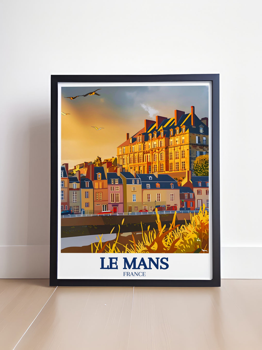 Le Mans Old Town wall art showcasing the picturesque streets and historic buildings of this charming French city. Ideal for anyone who appreciates the beauty of European cities and the rich cultural history they hold. This wall art is perfect for creating a warm and inviting atmosphere in your home.