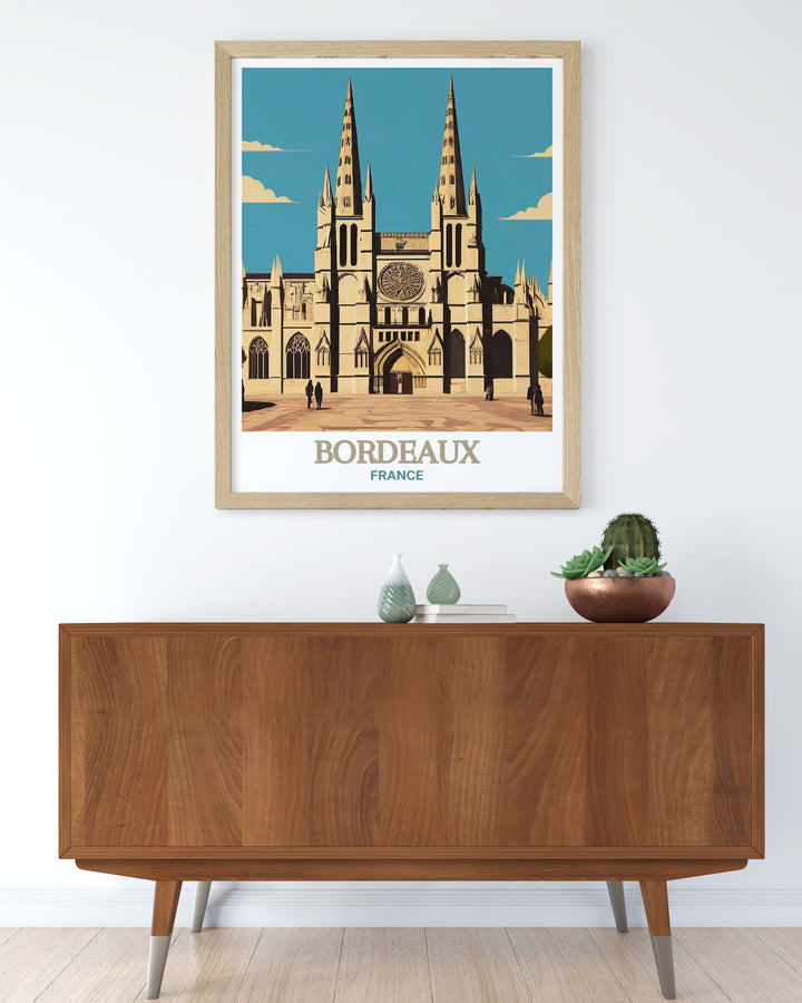 This print of Bordeauxs historic streets captures the lively atmosphere and stunning architecture of the city. The artwork is ideal for those who appreciate French culture and history, offering a beautiful way to bring a piece of Bordeaux into your home