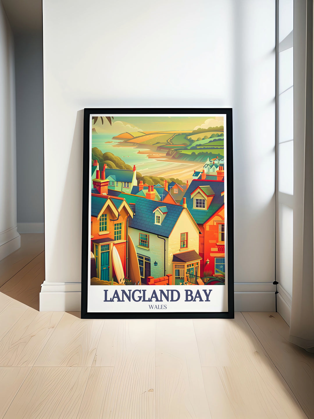 Gower Coast Path Wall Art brings the beauty of the Welsh coast to life, with detailed depictions of the rolling hills and rugged paths that surround Langland Bay. This vintage inspired artwork is perfect for outdoor enthusiasts and lovers of scenic landscapes.