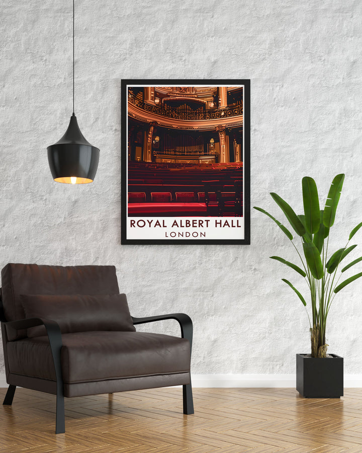 Auditorium print showcasing the iconic London music venue in Kensington ideal for fans of London theatre and architecture makes a stylish addition to any living room or office decor