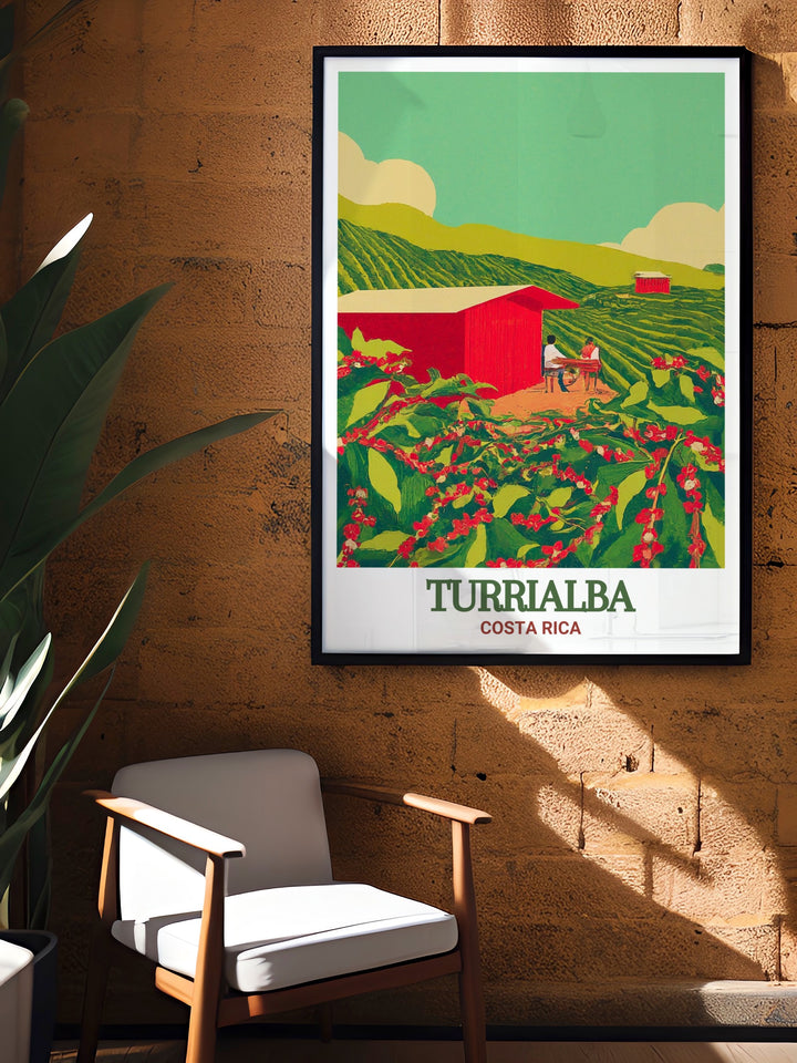 Costa Rica Gift idea Turrialba Poster and Aquiares Coffee and Community Experience Stunning Living Room Decor perfect for travelers and art enthusiasts who appreciate the rich culture and stunning landscapes of Costa Rica