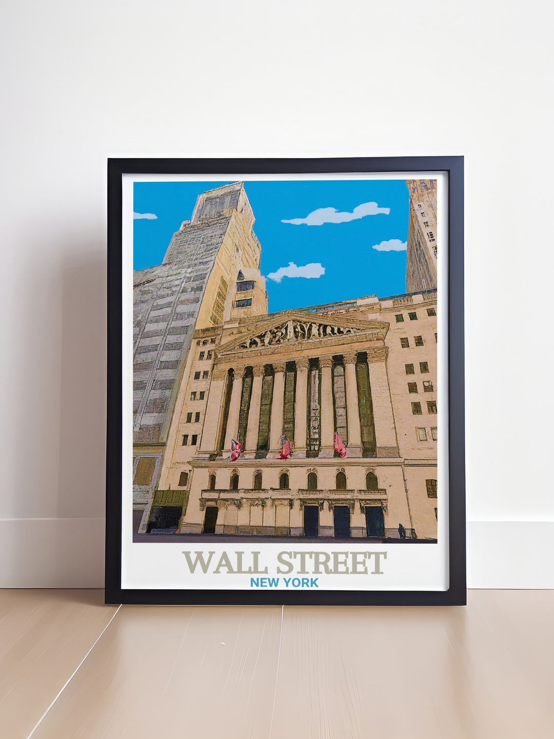 New York Stock Exchange Travel Print celebrates one of the worlds most famous financial institutions. Featuring Wall Streets historic architecture, this print is perfect for those who appreciate the blend of history and finance in a modern design.