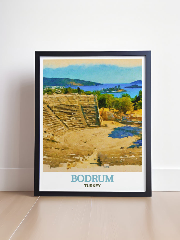 Bodrum Amphitheatre modern prints designed to bring the rich history of Bodrum Turkey into your home. These Turkey prints are perfect for anyone seeking a unique and elegant piece of wall art that celebrates the beauty of Turkish heritage.