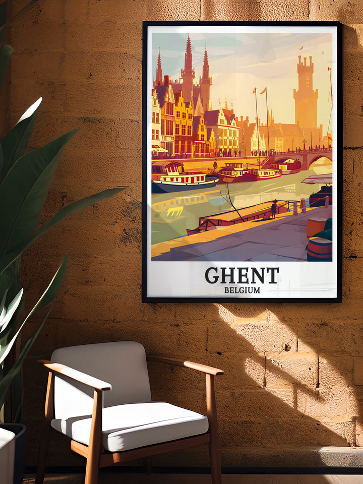 Modern prints of Saint Bavo Cathedral bring the charm of Ghent to your home with sophisticated Belgium artwork