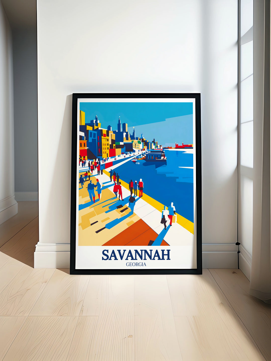 Stunning modern print of Savannah Historic District River Street perfect for elegant home decor capturing the vibrant atmosphere and historic charm of Savannahs iconic locations ideal for any living room or office