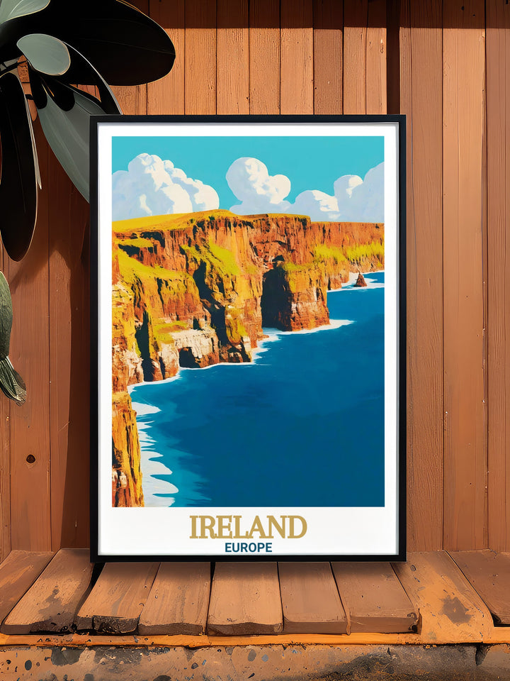 Irelands picturesque Cliffs of Moher and the bustling city of Dublin come to life in this beautiful wall art print. Great for anyone who appreciates Irish culture and stunning scenery.