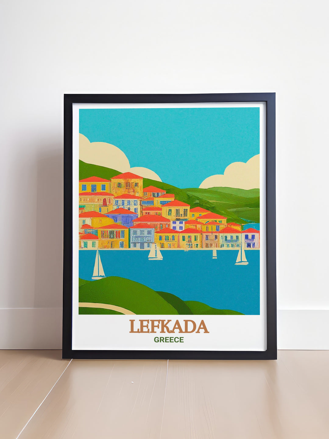 The Lefkada Town Art Print captures the essence of a charming Greek island with vibrant colors and architectural beauty. This Greece Travel Print is perfect for anyone looking to add a Mediterranean touch to their space with Lefkada Town as the centerpiece of their wall decor.