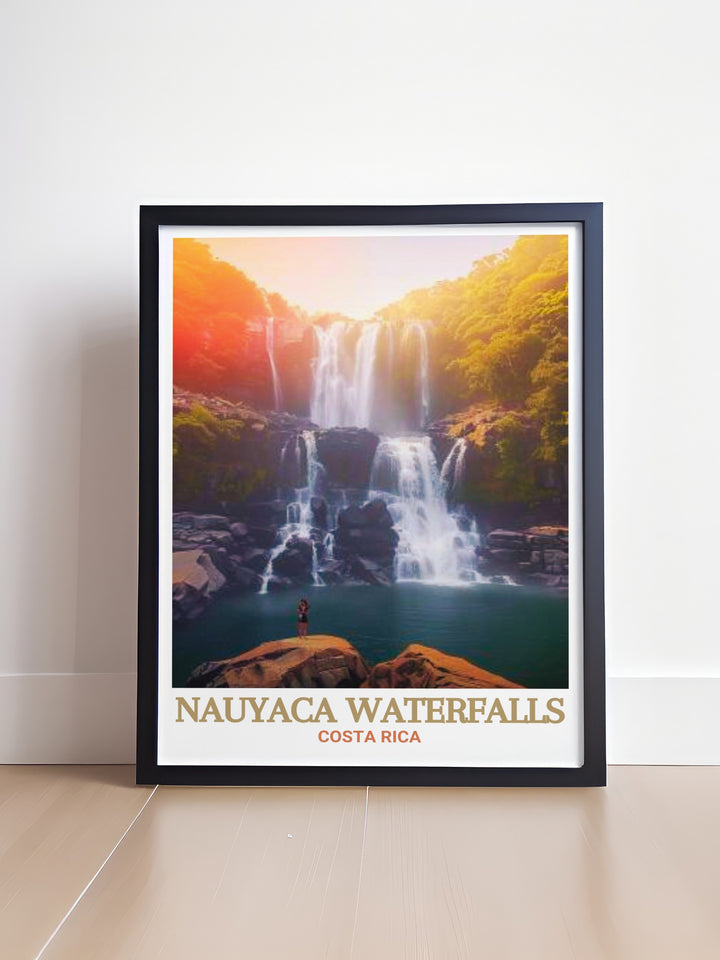 Bring the beauty of Costa Rica into your home with this Nauyaca Waterfalls wall art print perfect for modern decor the vibrant colors and detailed design make this poster a standout piece that adds a sense of tranquility and elegance to any space in your home