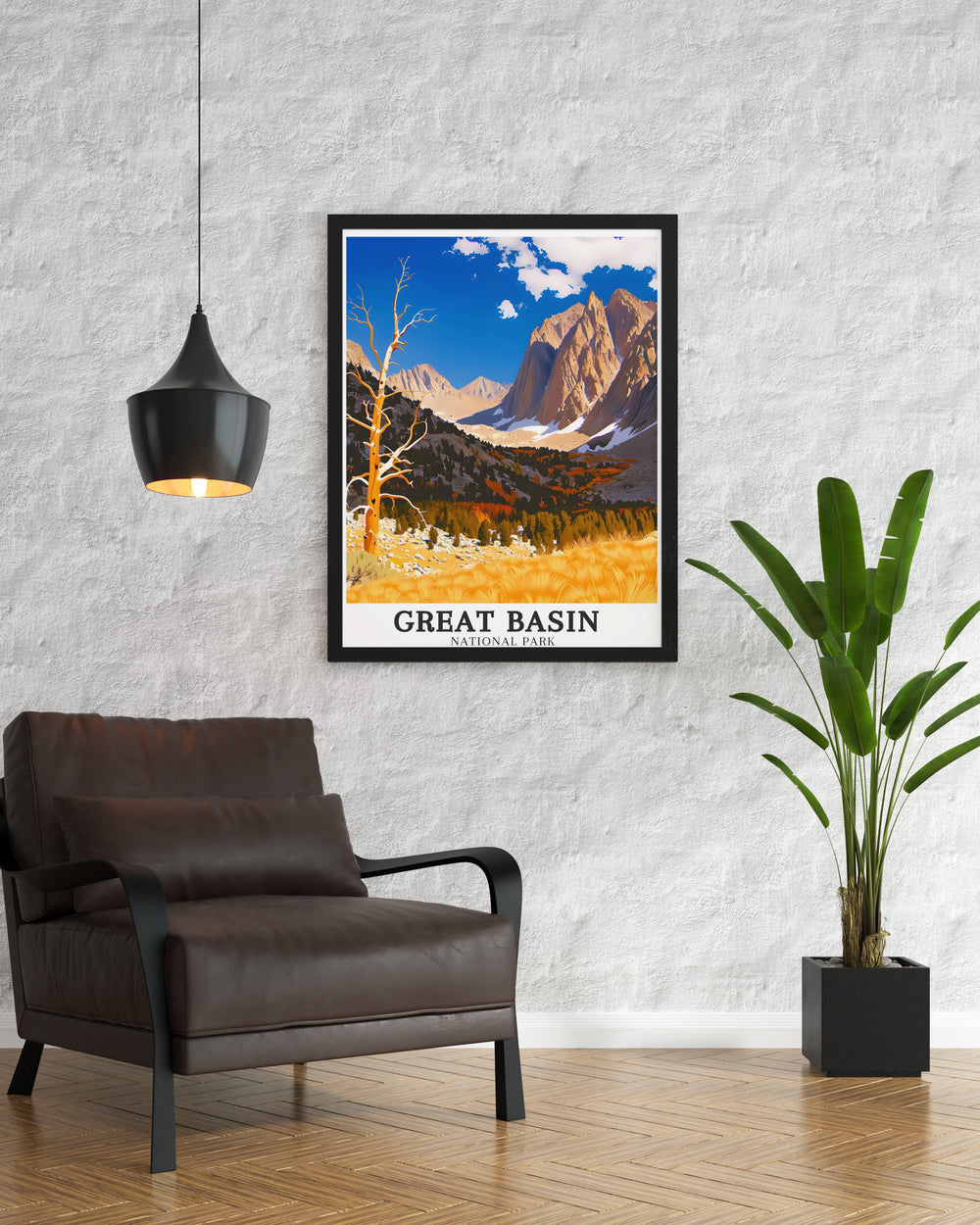 Elegant artwork of Great Basin National Park highlighting the Bristlecone Pine trails in Nevada perfect for living room or office decor