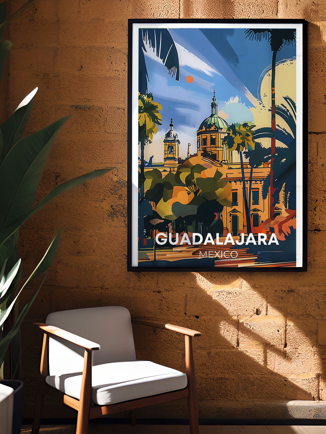Highlighting the grandeur of Guadalajara Cathedral, this travel poster showcases the stunning architecture and historical beauty of this iconic landmark, perfect for history enthusiasts and art lovers.