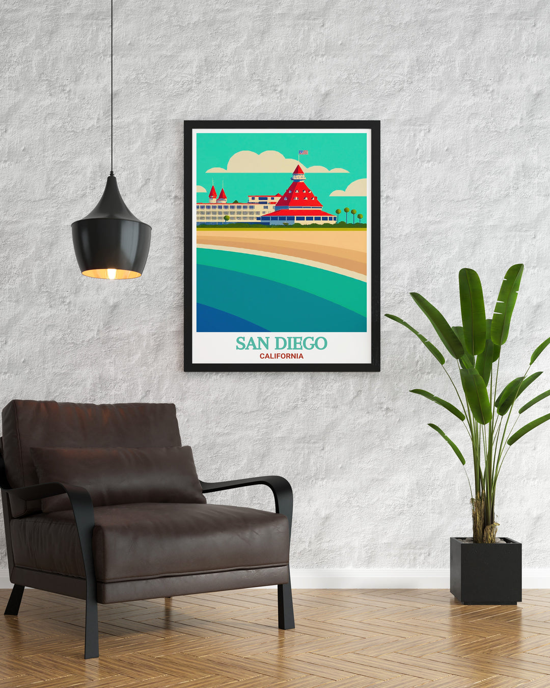 Travel print capturing the essence of San Diego and Coronado Island, designed to bring the vibrant energy and serene beaches of California into your home. Perfect for those who admire the West Coast lifestyle.