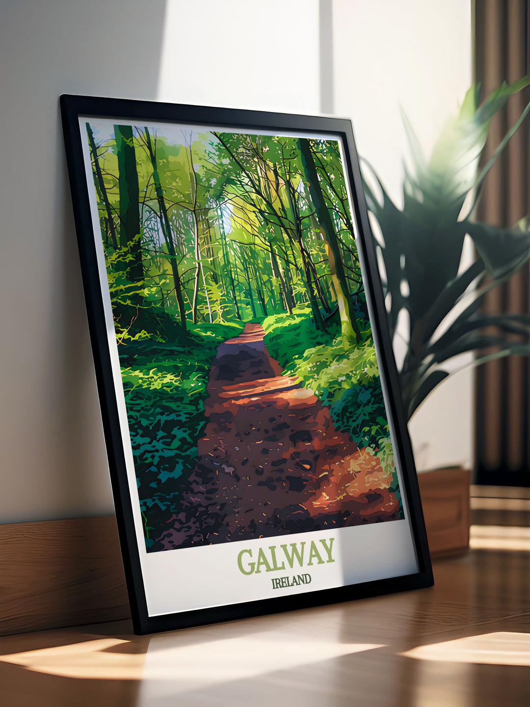 This Galway Travel Poster combines the best of Irelands urban and natural beauty. With its elegant black and white design, it showcases Galways city life alongside the peaceful serenity of Merlin Woods, making it perfect for art lovers and travelers alike.