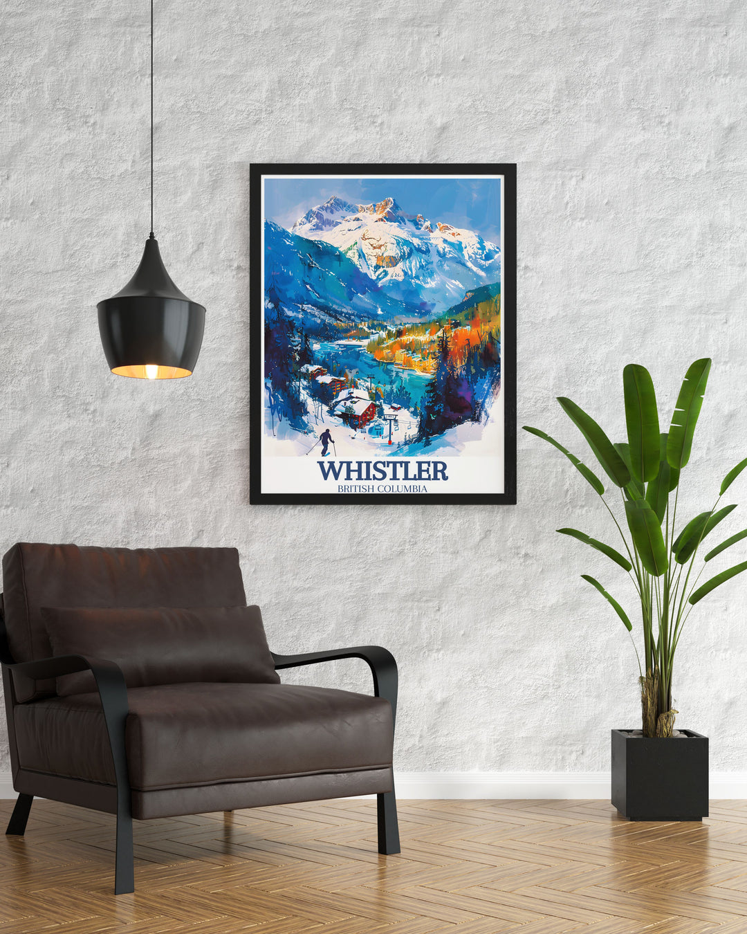 Whistler wall art featuring the thrill of skiing and the tranquility of the Coast Mountains making it a stunning addition to any room evoking memories of snowy adventures