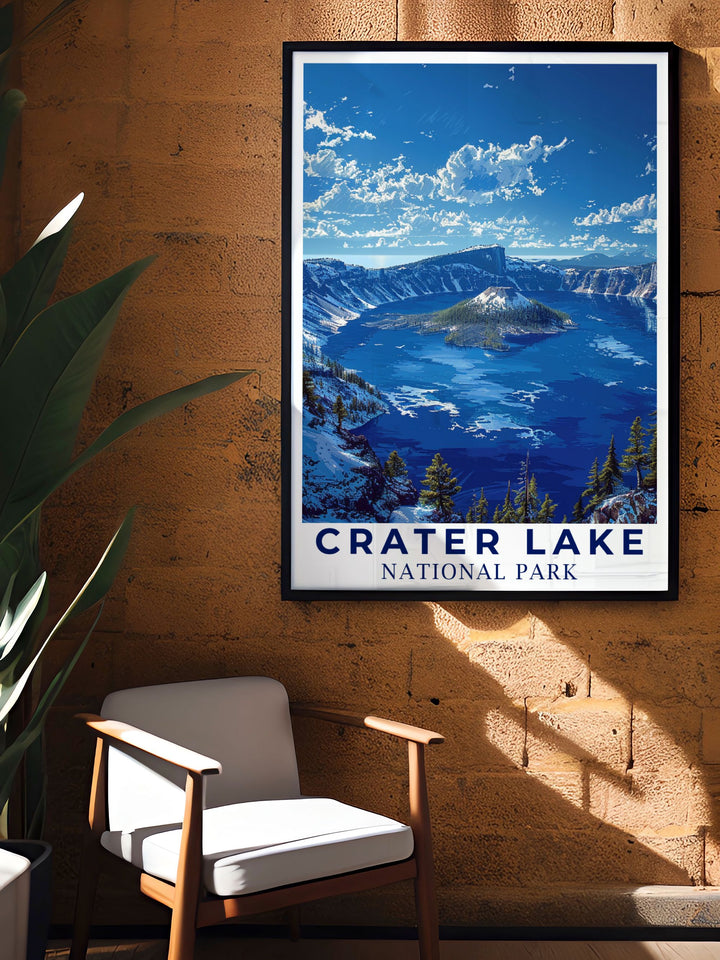 High quality Crater Lake prints featuring the stunning scenery of this iconic national park. Ideal for home decor and gifts these National Park Prints capture the essence of Crater Lake with vibrant colors and detailed artwork.