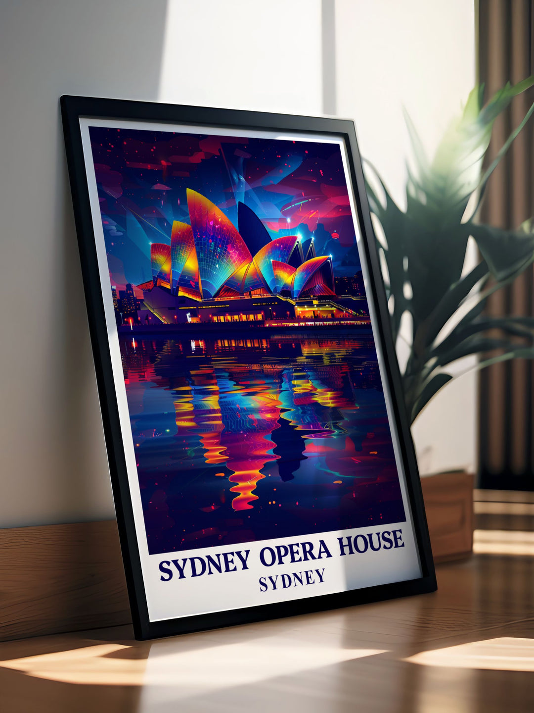 Sydney Opera House and Harbour Bridge poster showcasing the vibrant energy and architectural beauty of Sydneys skyline perfect for home decor and travel memorabilia