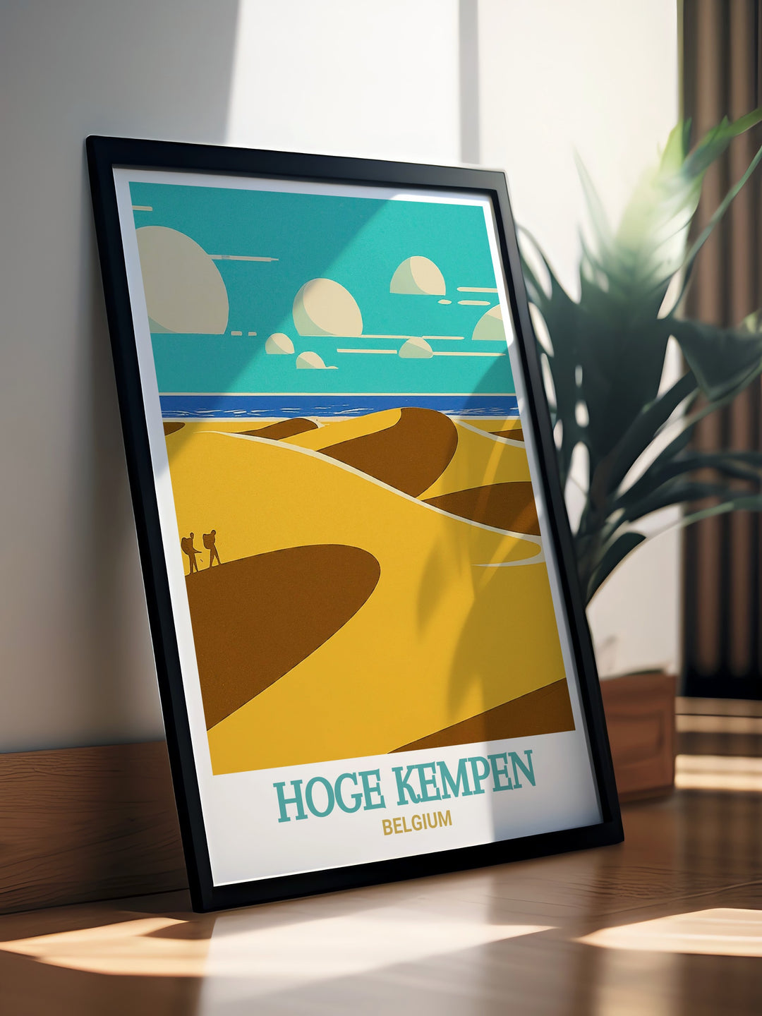 Celebrate Belgiums natural beauty with a detailed travel print that highlights the expansive vistas of Hoge Kempen and the windswept terrain of the Dune Belt, perfect for nature inspired decor.