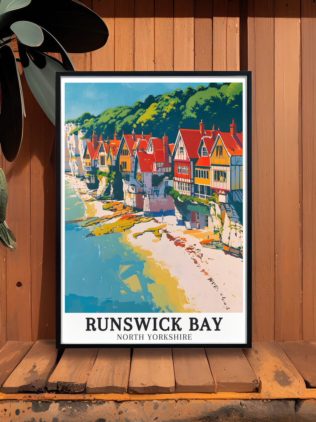 National Park poster featuring Runswick Bay Village and Runswick Beach Whitby an ideal wall decor piece for nature lovers and hikers celebrating the beauty of North Yorkshire and the Cleveland Way with elegant and sophisticated home decor