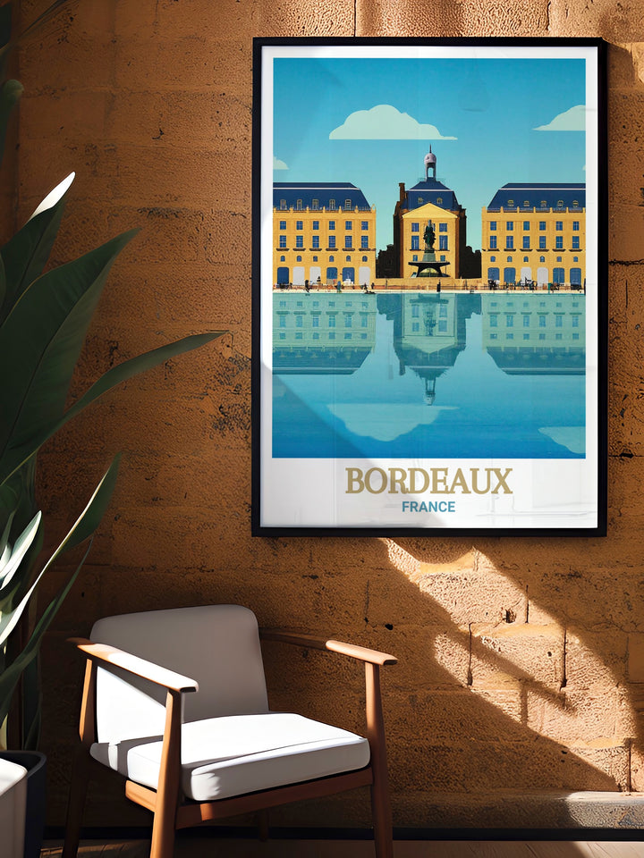 Bring the charm of Bordeaux into your home with this art print of Place de la Bourse. The artwork showcases the squares architectural brilliance, making it an ideal choice for those who love French decor and history