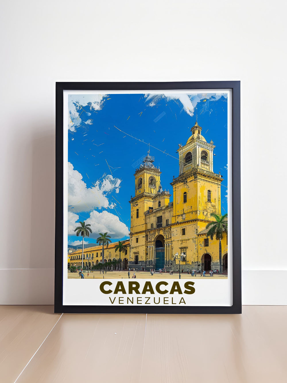 Showcasing the impressive structures of Plaza Bolivar and the energetic atmosphere of Caracas, this travel poster adds a unique touch of historical and urban elegance to your living space.
