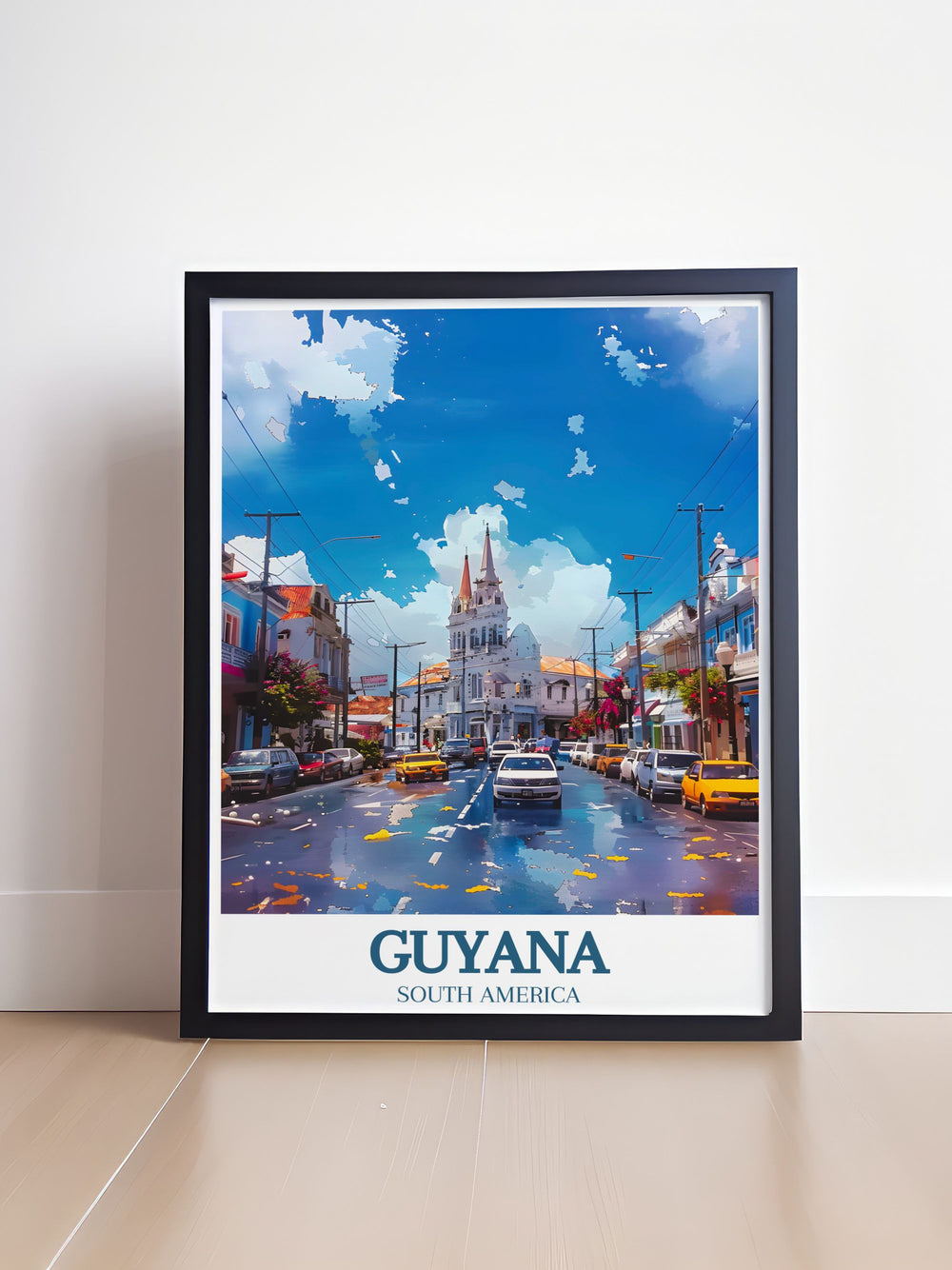 Capture the essence of Georgetown with this Guyana Travel Poster, showcasing the stunning City Hall in vibrant detail. This piece is perfect for anyone who loves Caribbean culture and wants to bring a bit of its history into their living space.