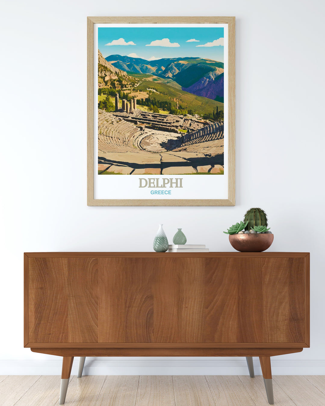 Delphi wall art capturing the spiritual and artistic significance of Greeces Theatre of Delphi, a site where the ancient Greeks celebrated the performing arts. This travel print brings the magic of ancient Greece into your living space, ideal for lovers of theatre and history.