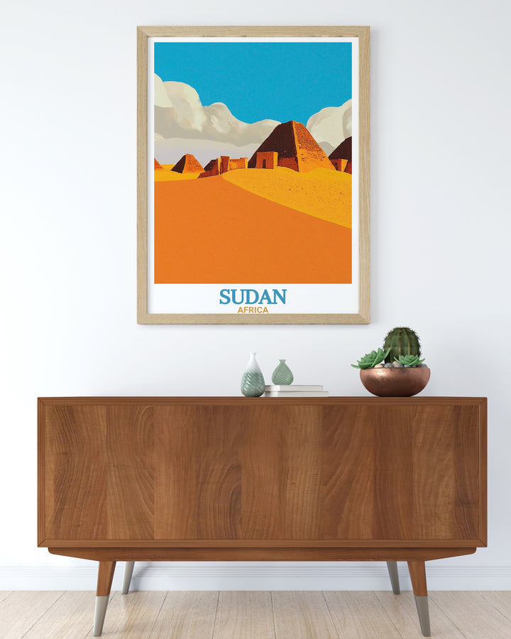 Meroe Pyramids Framed Prints showcasing the serene beauty of Meroe Pyramids and the bustling life of Khartoum. Perfect for transforming any living space into a sophisticated haven. Ideal for birthday gifts and Christmas gifts.