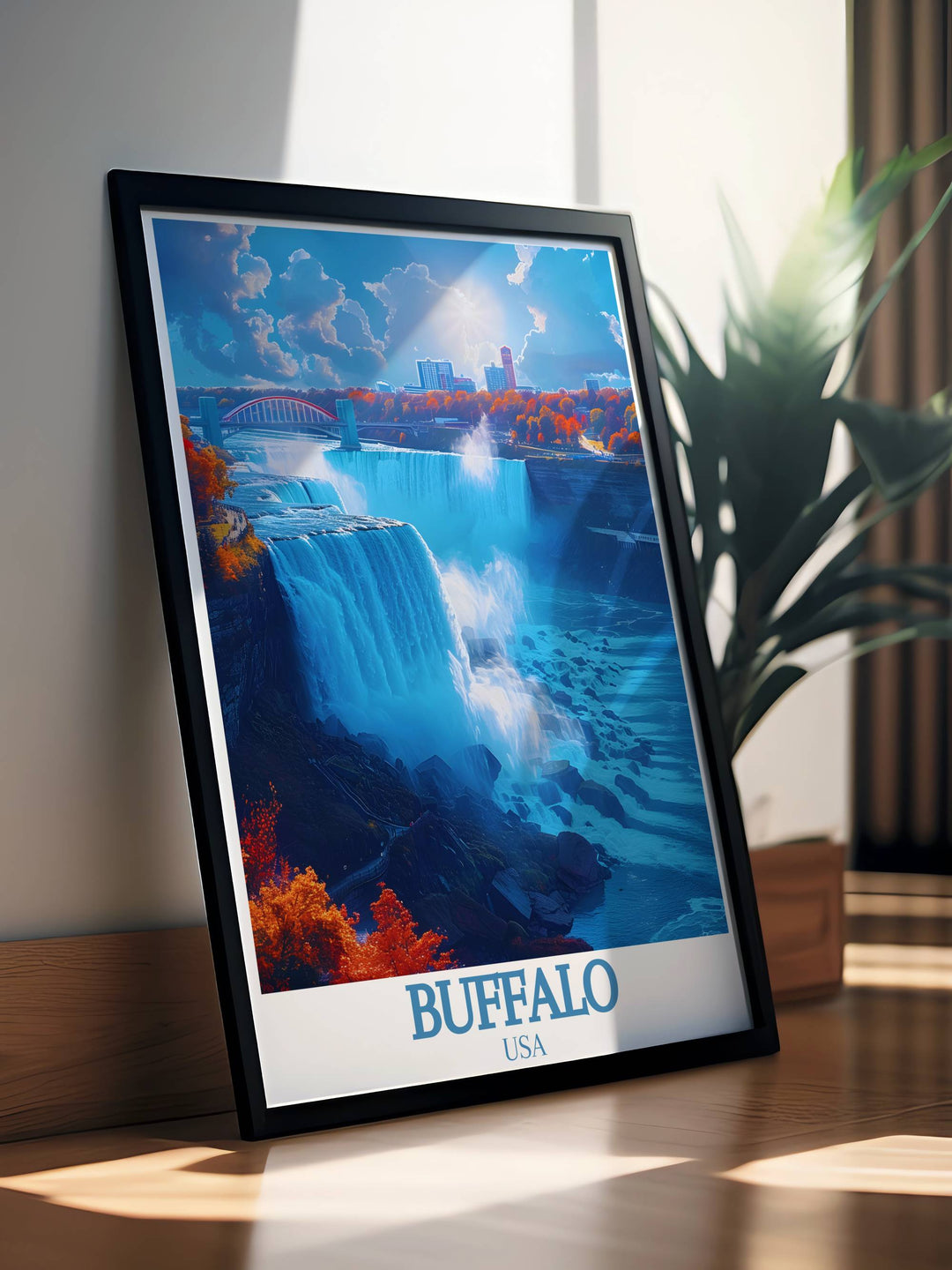 Niangara Falls home decor print and Buffalo skyline artwork capturing the essence of the citys beauty ideal for creating a stylish and sophisticated atmosphere in any space