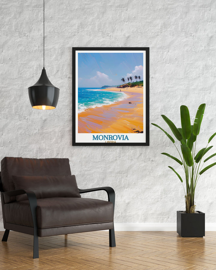 ELWA Beach framed print showcasing the beautiful coastline and tranquil waters ideal for those who appreciate sophisticated beach themed artwork that adds a touch of serenity to any room