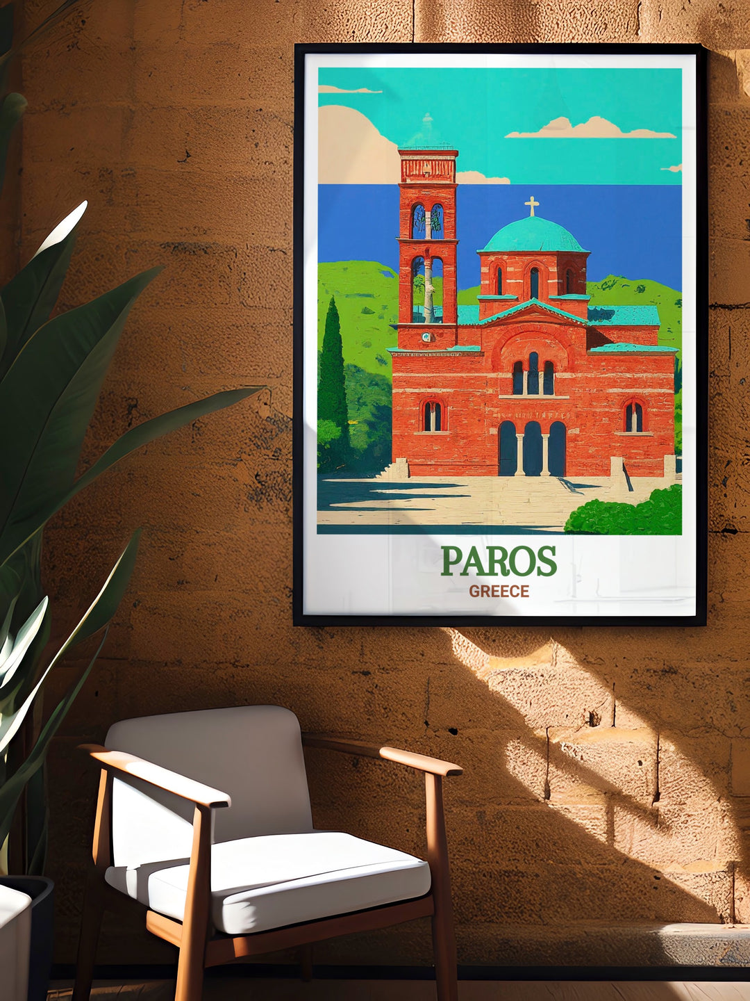 Enhance your home with this art print of Panagia Ekatontapiliani, Paros, offering a glimpse into the islands ancient past and religious significance. The detailed artwork captures the essence of this iconic Greek landmark.