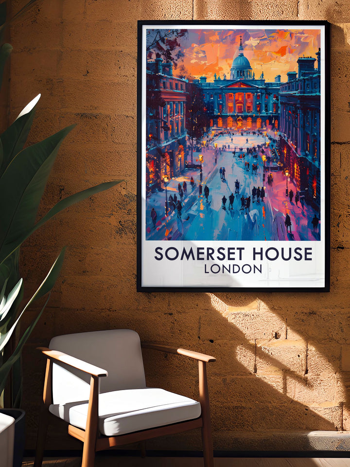 Beautifully framed London Illustration with Somerset House and Hyde Park London The Courtyard Perfect Wall Decor for any space