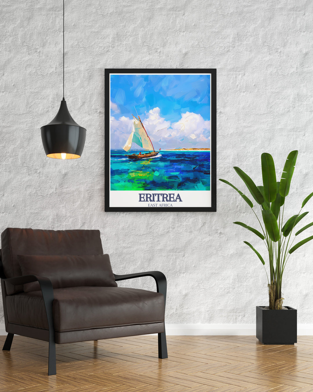 Dahlak Island Framed Art featuring the crystal clear waters and diverse marine life of Eritreas Red Sea. A stunning way to bring the beauty of the ocean into your home.