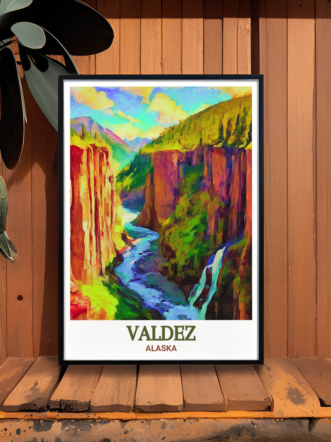 Experience the beauty of Valdez and Keystone Canyon through this stunning Alaska art print. Featuring the rugged cliffs and cascading waterfalls of Keystone Canyon, this piece brings the wilderness of Alaska into your home, making it an ideal gift for nature lovers and travel enthusiasts.