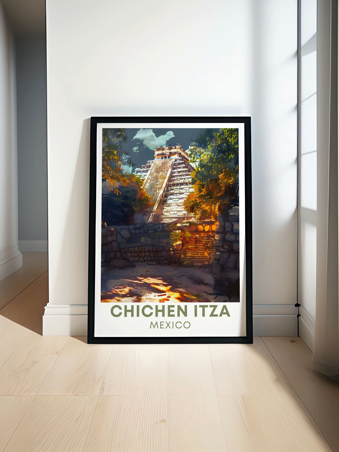 Discover the beauty of Chichen Itza with this stunning wall art. Perfect for adding a touch of Mexican heritage to your home decor. Ideal for those who love Mexico travel prints and Chichen Itza vintage artwork. Elevate your space with Chichen Itza wall art.