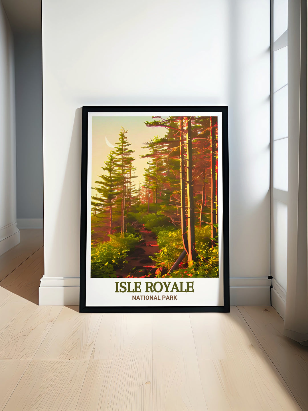 Greenstone Ridge Trail modern prints capture the beauty of Isle Royale National Park and are perfect for any room adding a touch of nature to your decor ideal for national park art and national park travel enthusiasts.