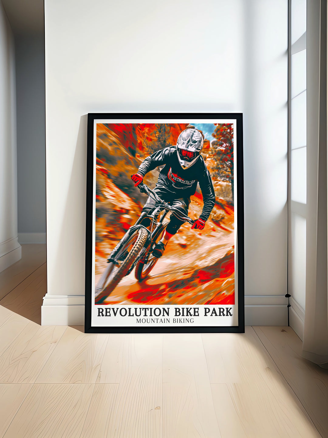 Adventure art from Revolution Bike Park. Featuring stunning views and thrilling rides, these prints bring the essence of mountain biking in Wales into your home. Perfect for cycling lovers and adventure seekers.