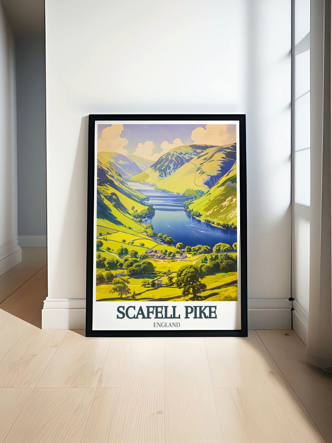 Scafell Pike poster print showcasing the natural beauty of Englands Lake District with views of Derwentwater perfect for adding a touch of nature and mountain wall art to your home decor ideal for nature lovers and hiking enthusiasts.