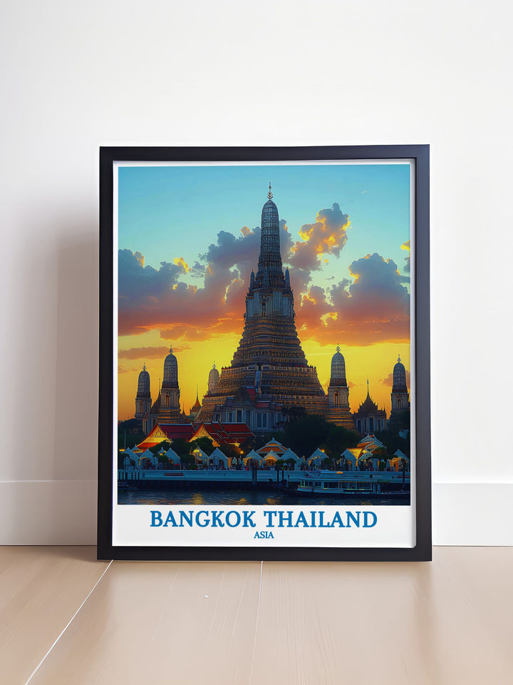 Bangkok skyline wall art featuring a panoramic view of the citys dynamic landscape, ideal for urban enthusiasts and those who love the energy of modern cityscapes.