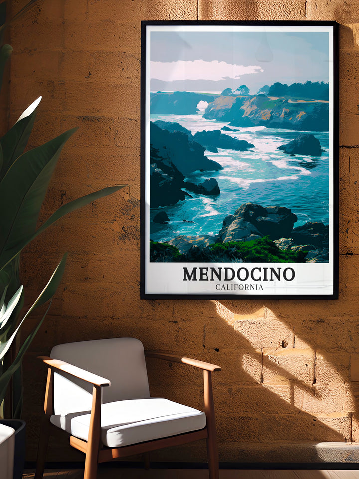 Mendocino Coast canvas art displaying the colorful scenery and peaceful pathways along the Pacific Ocean. Enhance your wall decor with these exquisite travel canvas prints from California. Perfect for adding a touch of natural beauty to any room, these art pieces showcase the vibrant landscapes and serene waters of Mendocino.