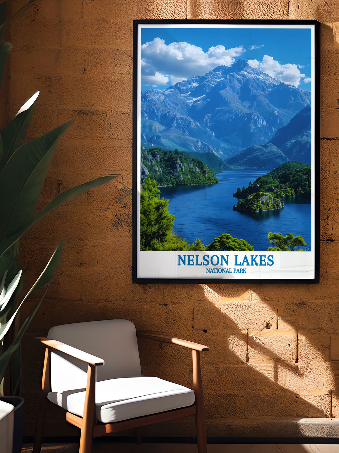 Vibrant Lake Rotoiti calm waters and scenic views poster depicting the serene waters and lush surroundings of this New Zealand location designed to bring the beauty of the outdoors into your living space.