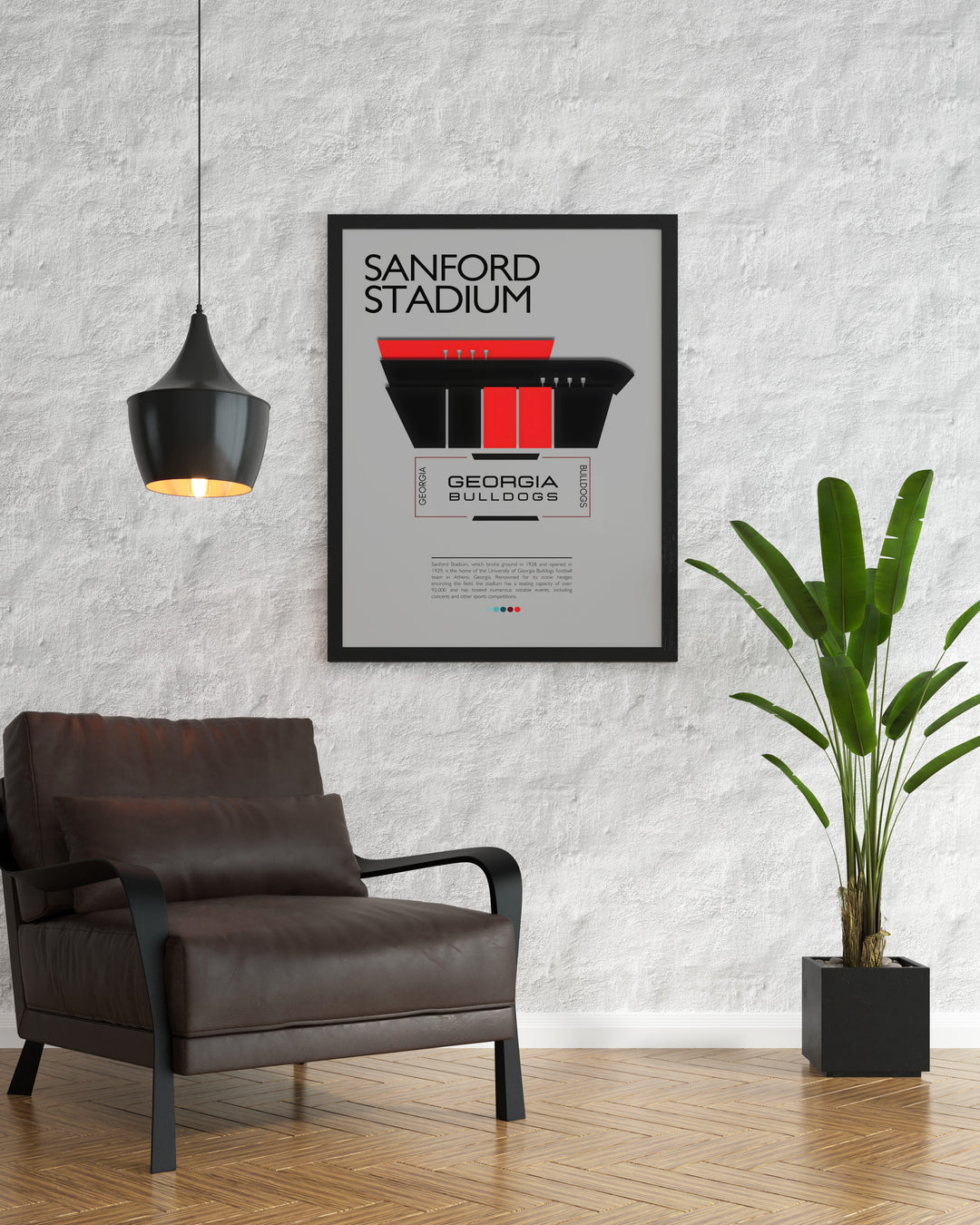 Bring the spirit of UGA football into your space with this Georgia Bulldogs art print featuring Touchdown Jesus at Sanford Stadium a standout piece for college dorms