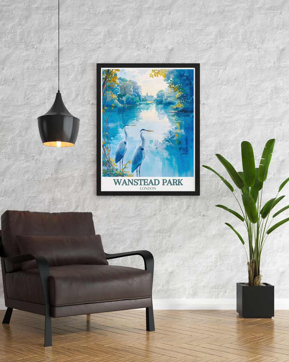 Beautiful Wanstead Park poster featuring vibrant bluebells and tranquil woodlands. Ideal for adding a touch of nature wall art to any room, celebrating the peaceful and picturesque scenes of East Londons hidden gems and beloved parks.