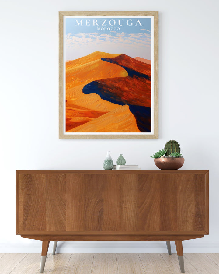 Elevate your interior design with the Merzouga Poster and Erg Chebbi Dunes Wall Art These prints bring the serene and majestic landscapes of Morocco into any space adding a touch of elegance and warmth to your living room bedroom or office