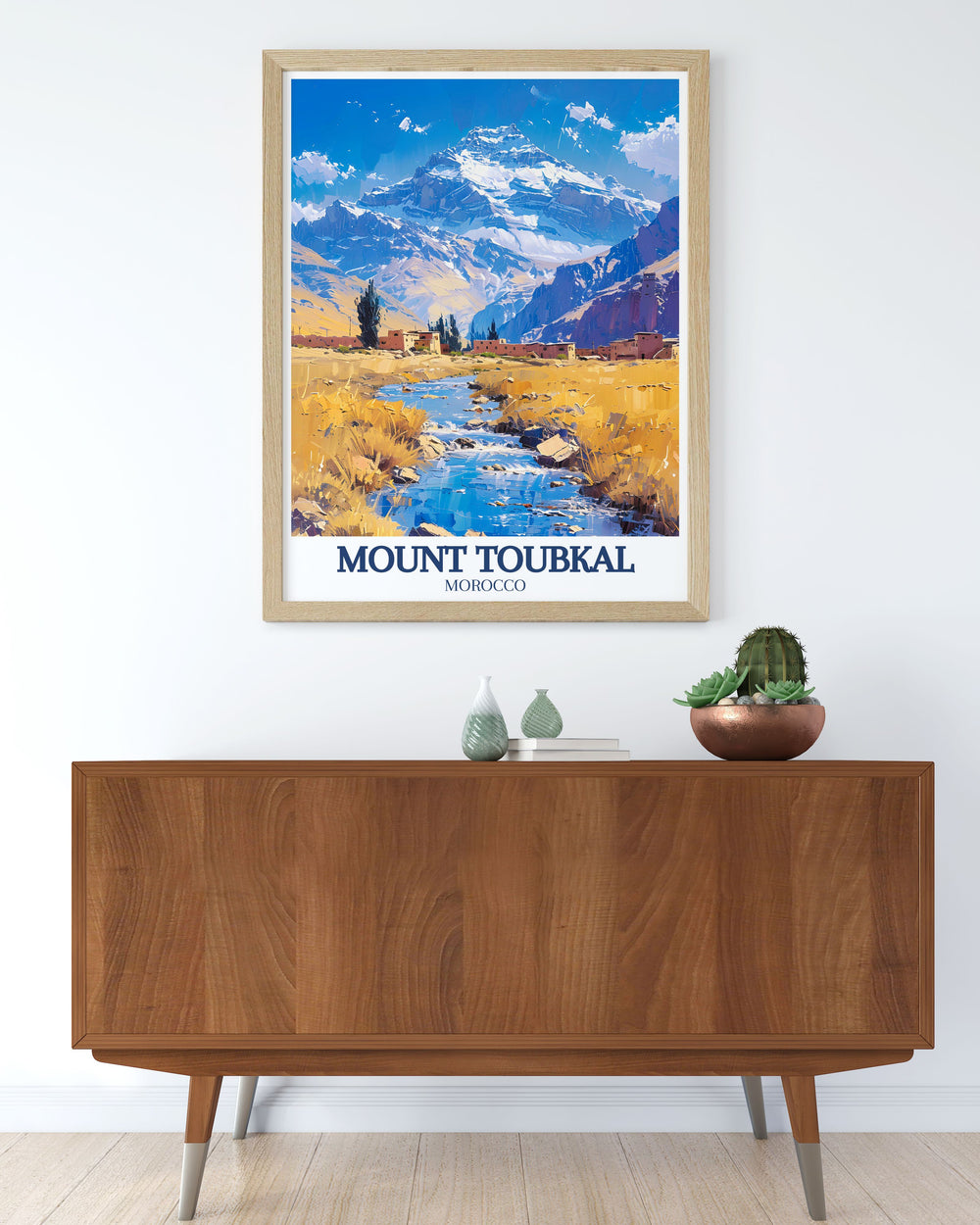 Stunning High Atlas mountains national park print featuring the breathtaking views of Moroccos highest peaks and serene valleys ideal for home decor and as a thoughtful gift for nature lovers.